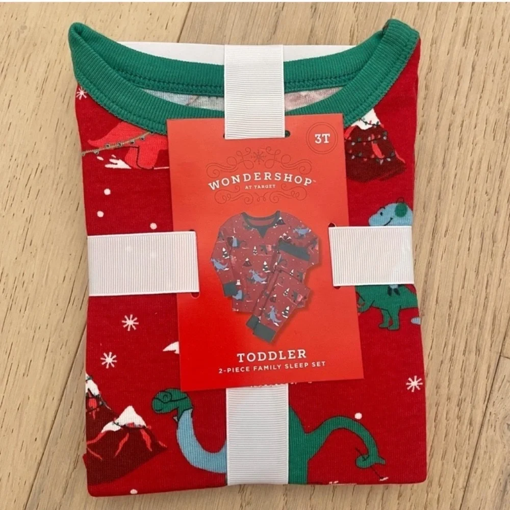 Target Wondershop Holiday Dino Print Pajama Set Toddler Size 3T - Picture 8 of 11